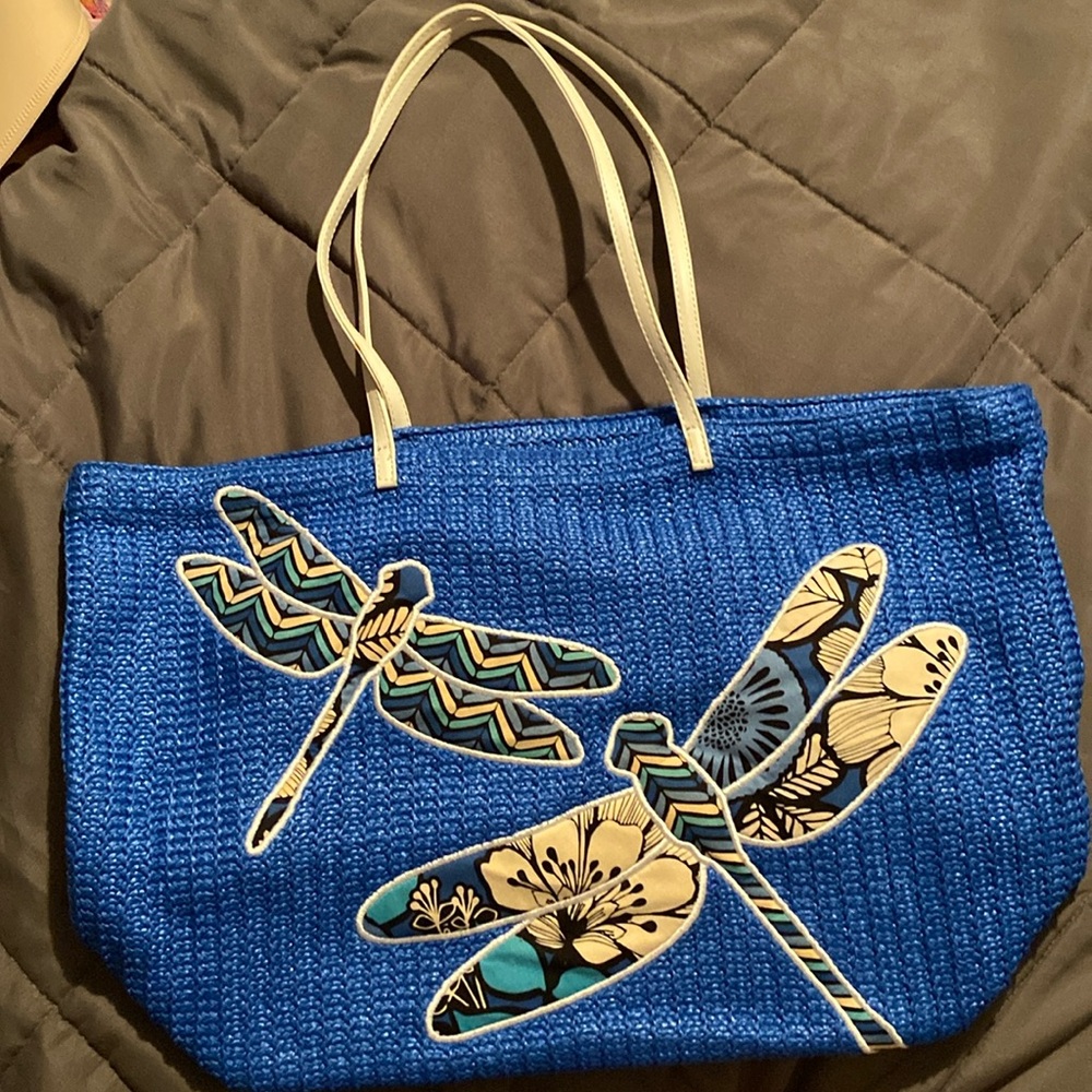 Vera Bradley Straw Dragon Fly Beach Bag